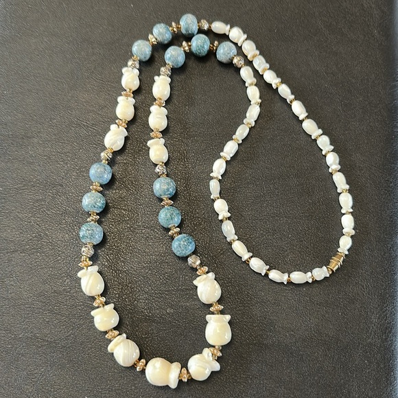 Mother Of Pearl & Jasper Barrel Clasp Vintage Necklace - Picture 7 of 11